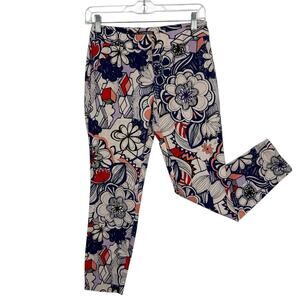 Express Columnist Ankle Pants Size 00 Bright Floral Slim Fit Mid Rise 27" Inseam